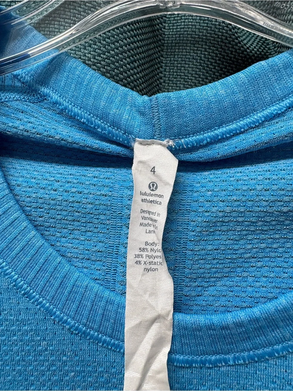 Lululemon blue short sleeve shirt, size 4